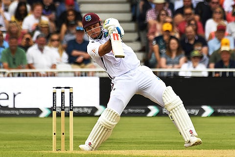 Joshua Da Silva plays a shot against England